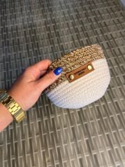Şönil Dekoratif Sepet 15x9 cm – Şönil Kahve Halka Detaylı Hasır Halat Organizer