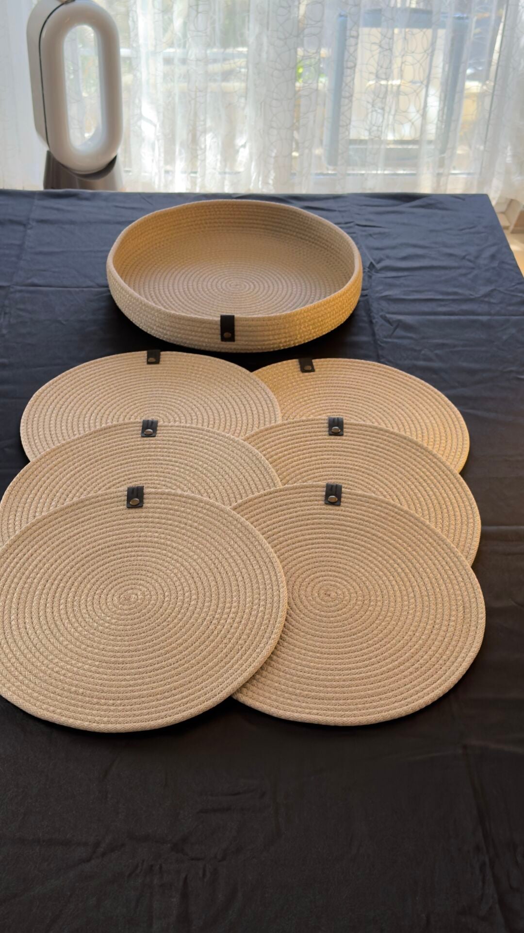 Parlak Bej 35 cm. 6 ad. Supla ve 1 ad. Saklama Sepetli Set