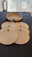 Parlak Bej 35 cm. 6 ad. Supla ve 1 ad. Saklama Sepetli Set