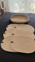 Parlak Bej Oval 6 ad. Supla ve 1 ad. Saklama Sepetli Set