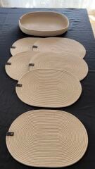 Parlak Bej Oval 6 ad. Supla ve 1 ad. Saklama Sepetli Set