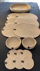 Parlak Bej Oval 6 ad. Supla ve 1 ad. Saklama Sepetli Set