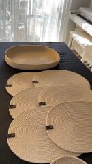 Parlak Bej Oval 6 ad. Supla ve 1 ad. Saklama Sepetli Set