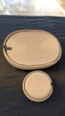 Parlak Bej Oval 6 ad. Supla ve 1 ad. Saklama Sepetli Set