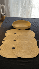 Parlak Gold Oval 6 ad. Supla ve 1 ad. Saklama Sepetli Set
