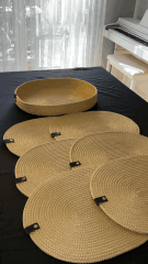 Parlak Gold Oval 6 ad. Supla ve 1 ad. Saklama Sepetli Set