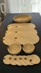 Parlak Gold Oval 6 ad. Supla ve 1 ad. Saklama Sepetli Set