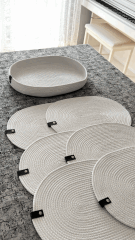 Parlak Beyaz Oval 6 ad. Supla ve 1 ad. Saklama Sepetli Set