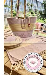 2li Takım Plaj Çantası , El Çantası Clutch, Totebag, Kadın Çanta, Yazlık, Hediyelik lila Tek Ebat