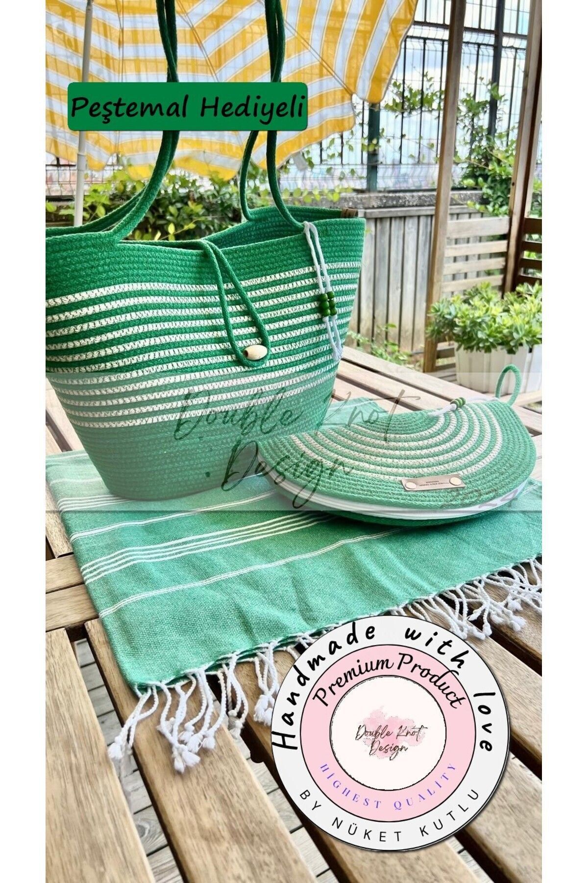 2li Takım Plaj Çantası , El Çantası Clutch, Totebag, Kadın Çanta, Yazlık, Hediyelik çimen yeşili Tek Ebat