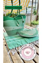 2li Takım Plaj Çantası , El Çantası Clutch, Totebag, Kadın Çanta, Yazlık, Hediyelik çimen yeşili Tek Ebat