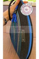 Siyah & Mavi V Clutch El Çantası Makyaj Çantası
