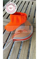 Fosforo Turuncu 2li Şapkalı Set D Clutch Portföy Çanta