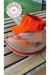 Fosforo Turuncu 2li Şapkalı Set D Clutch Portföy Çanta