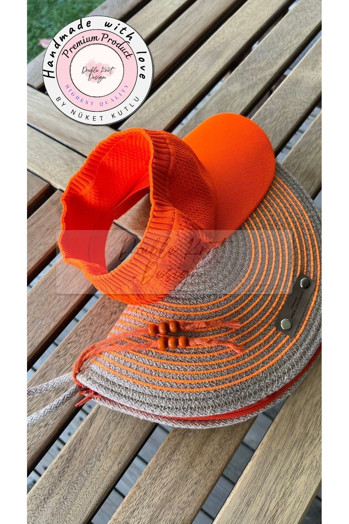 Fosforo Turuncu 2li Şapkalı Set D Clutch Portföy Çanta