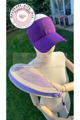 Fosforo Mor 2li Kep Şapkalı Set D Clutch Portföy Çanta