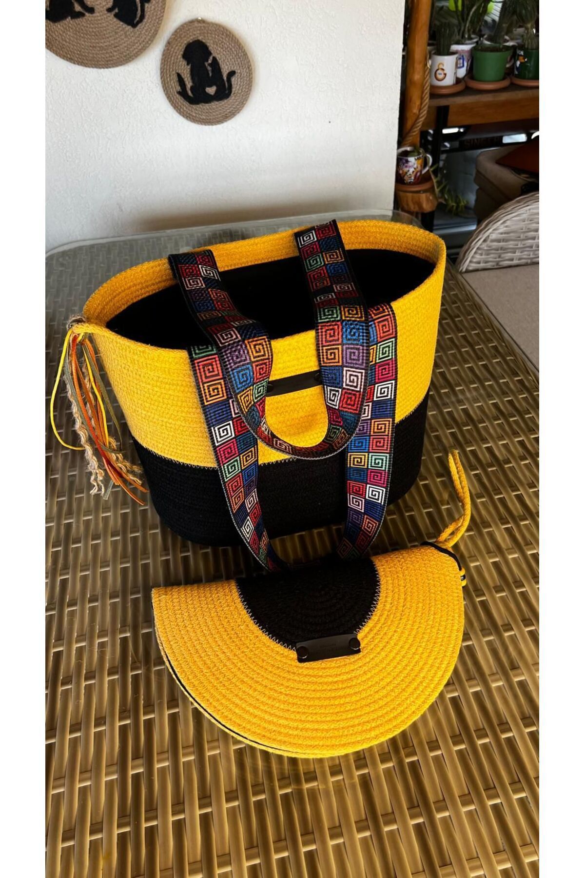 Gypsy 2li Takım Plaj Çantası , El Çantası Clutch Sarı