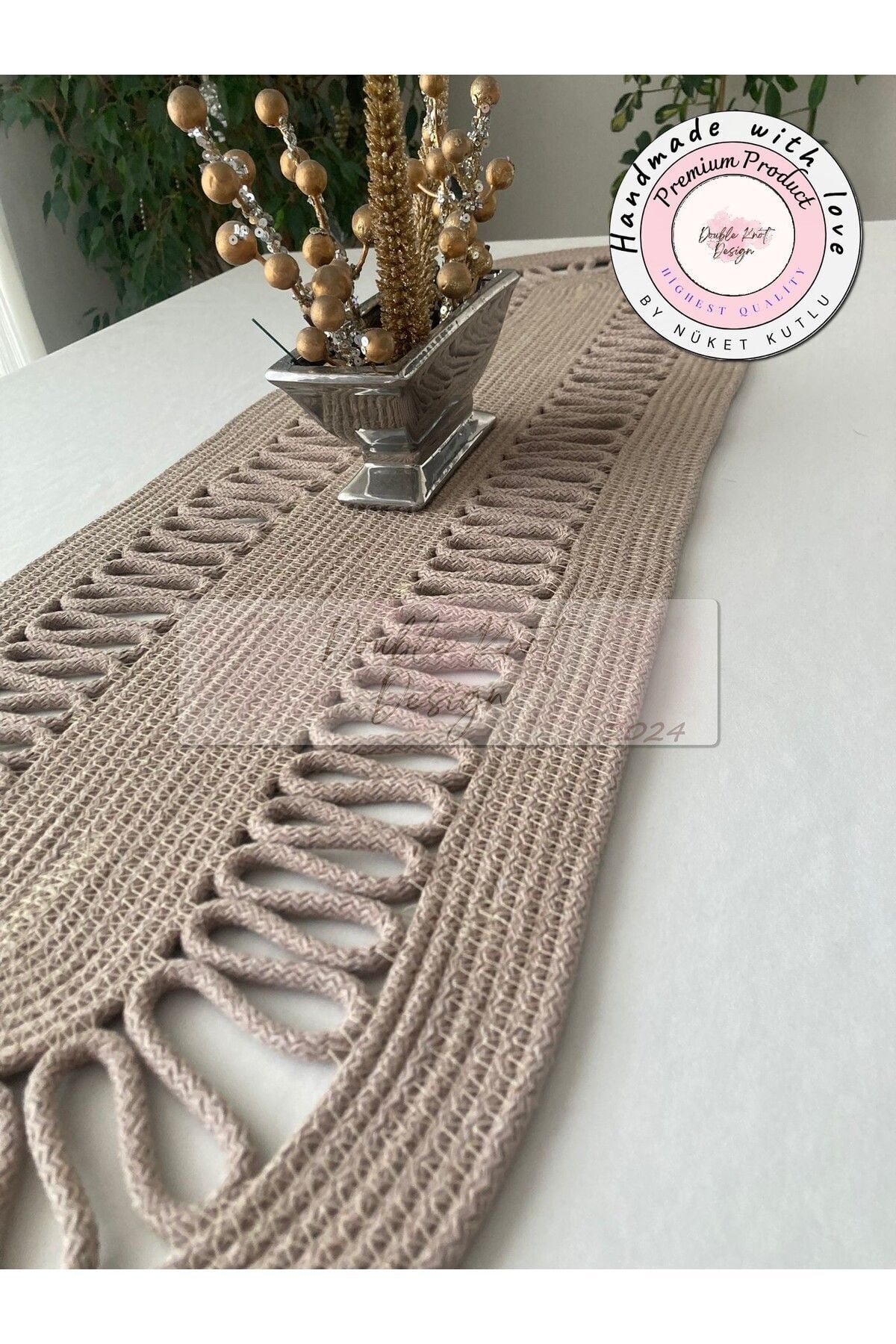 Bej Runner, 110x30cm Sehpa Örtüsü Masa Örtüsü