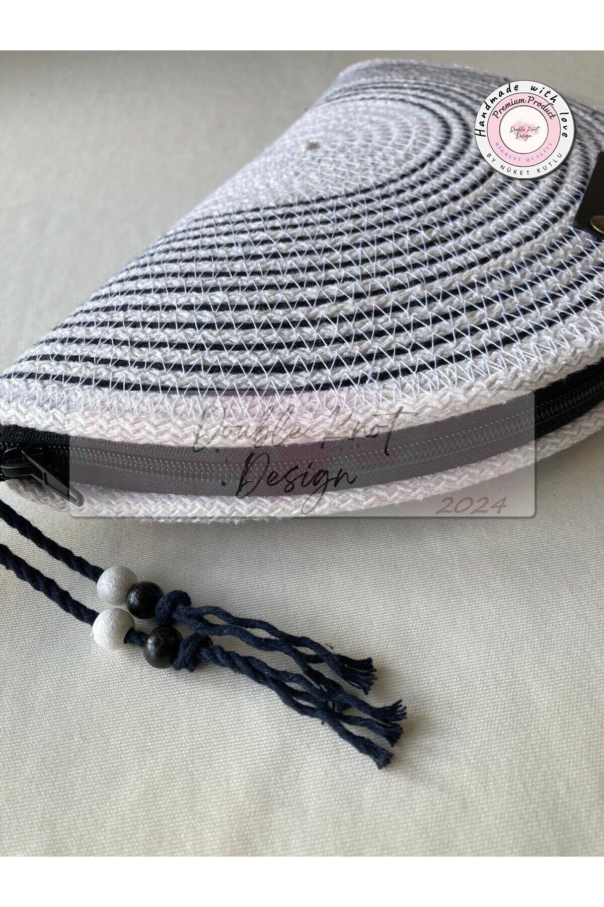 Beyaz & Siyah D Clutch Portföy Çanta