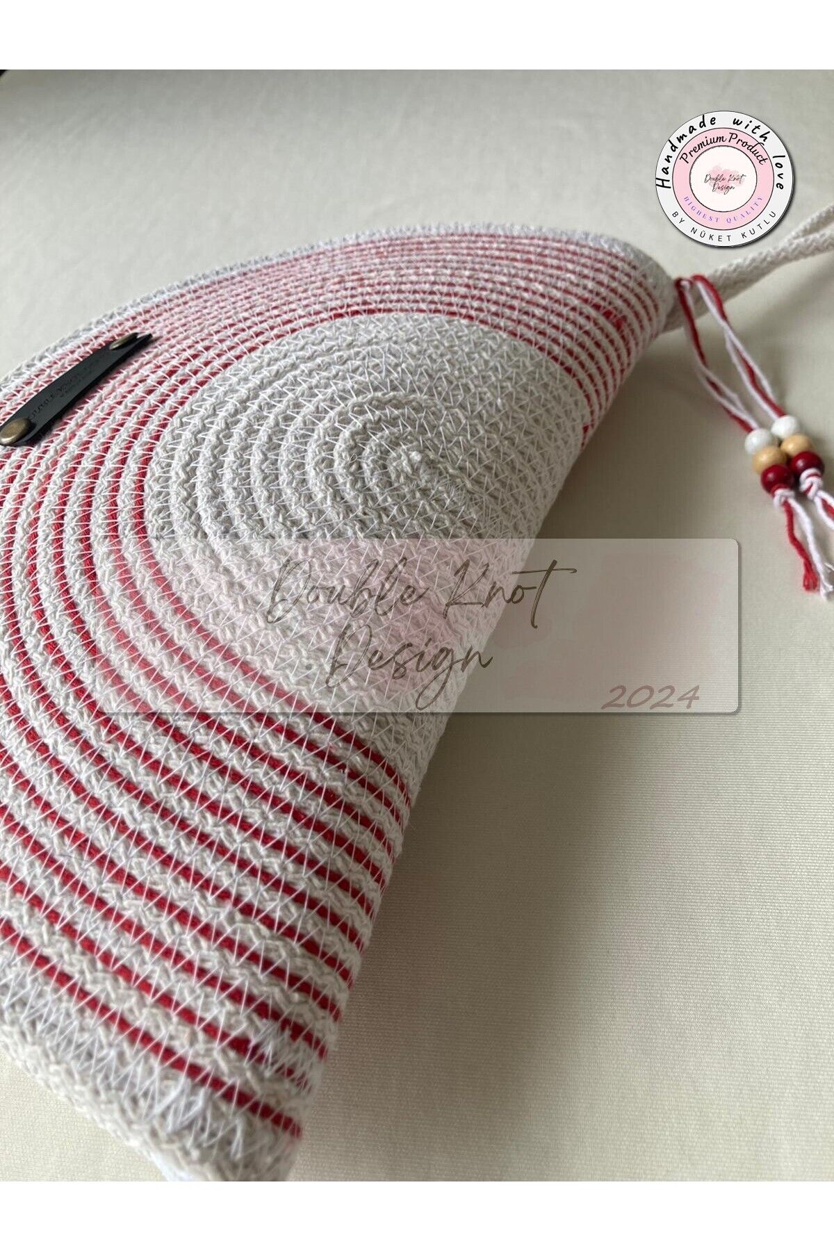 Beyaz & Kırmızı D Clutch Portföy Çanta
