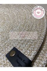 4 Adet Altın Simli Ekru Supla Amerikan Servis