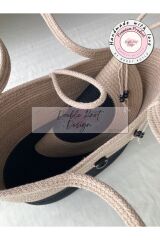 Bella 2li Takım Bej & Siyah Plaj Çantası , Clutch