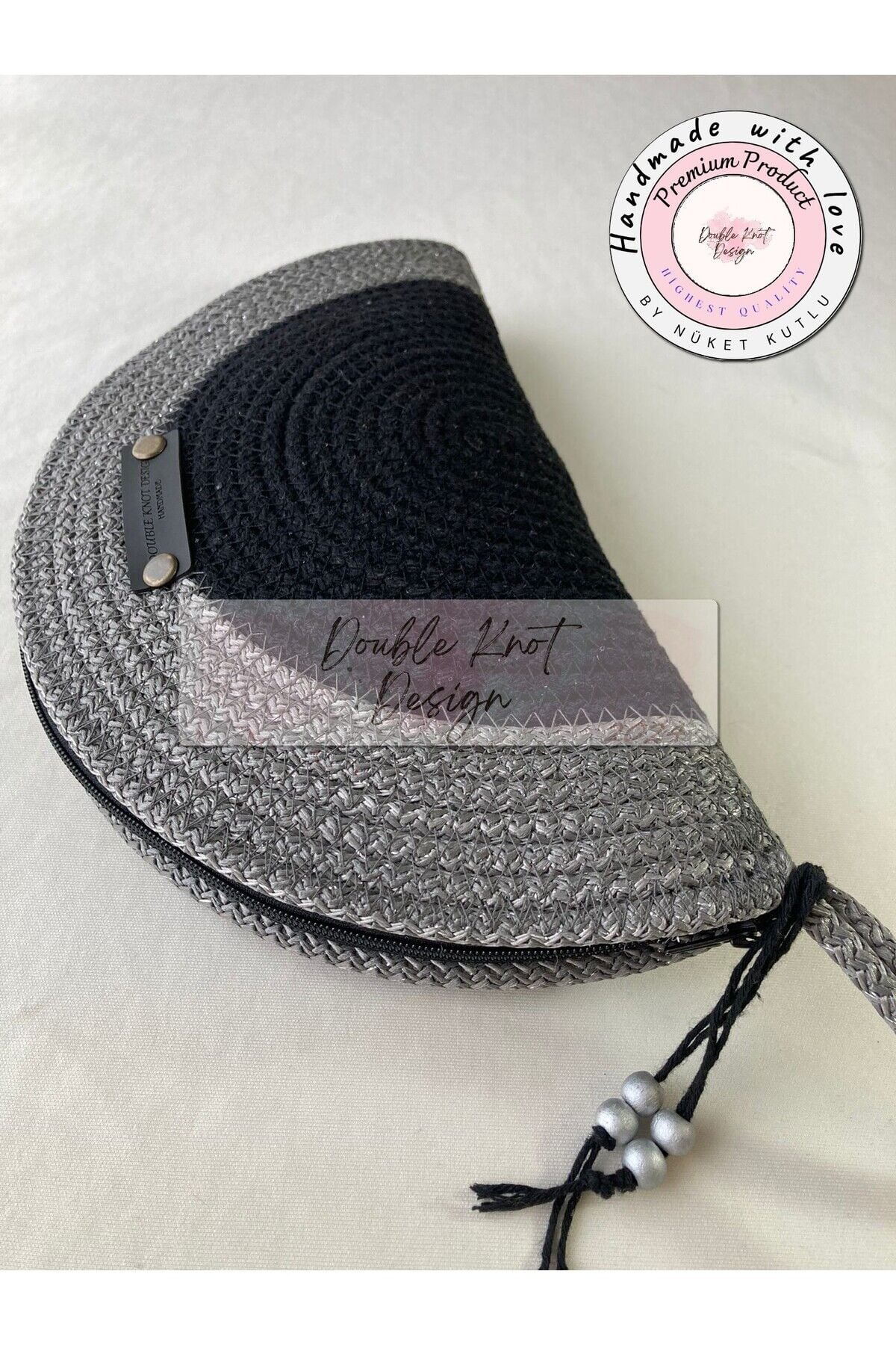 Siyah & Gümüş  D Clutch Portföy Çanta
