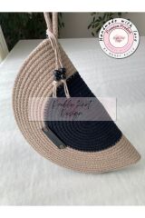 Bej & Siyah D Clutch Portföy Çanta