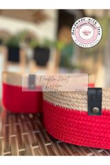 2li Oval Ekmek Sepeti - Organizer - Kırmızı