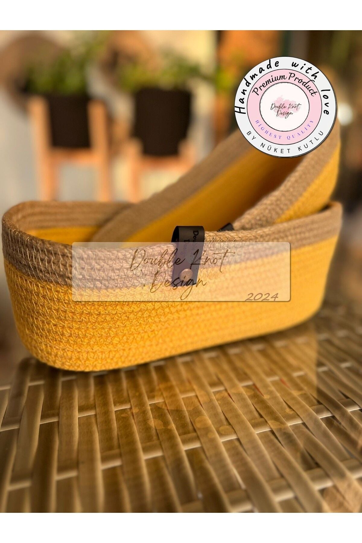 2li Oval Ekmek Sepeti -Organizer - Sarı