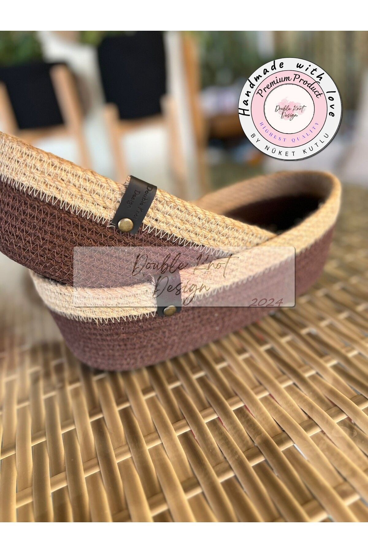 2li Oval Ekmek Sepeti - Organizer - Kahve