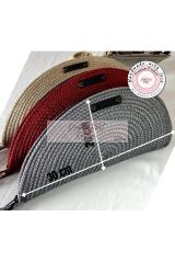 Simli Lacivert D Clutch Portföy Çanta