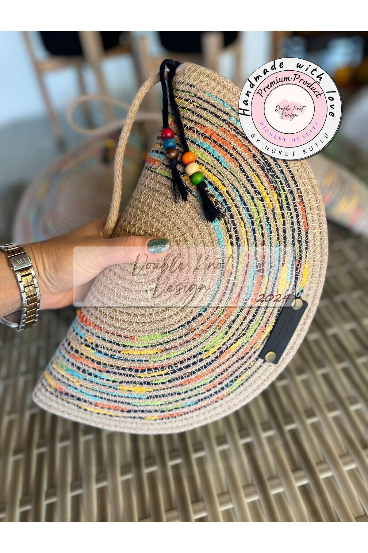 Bej Çok renkli D Clutch Portföy Çanta