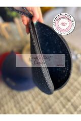 Simli Siyah D Clutch Portföy Çanta