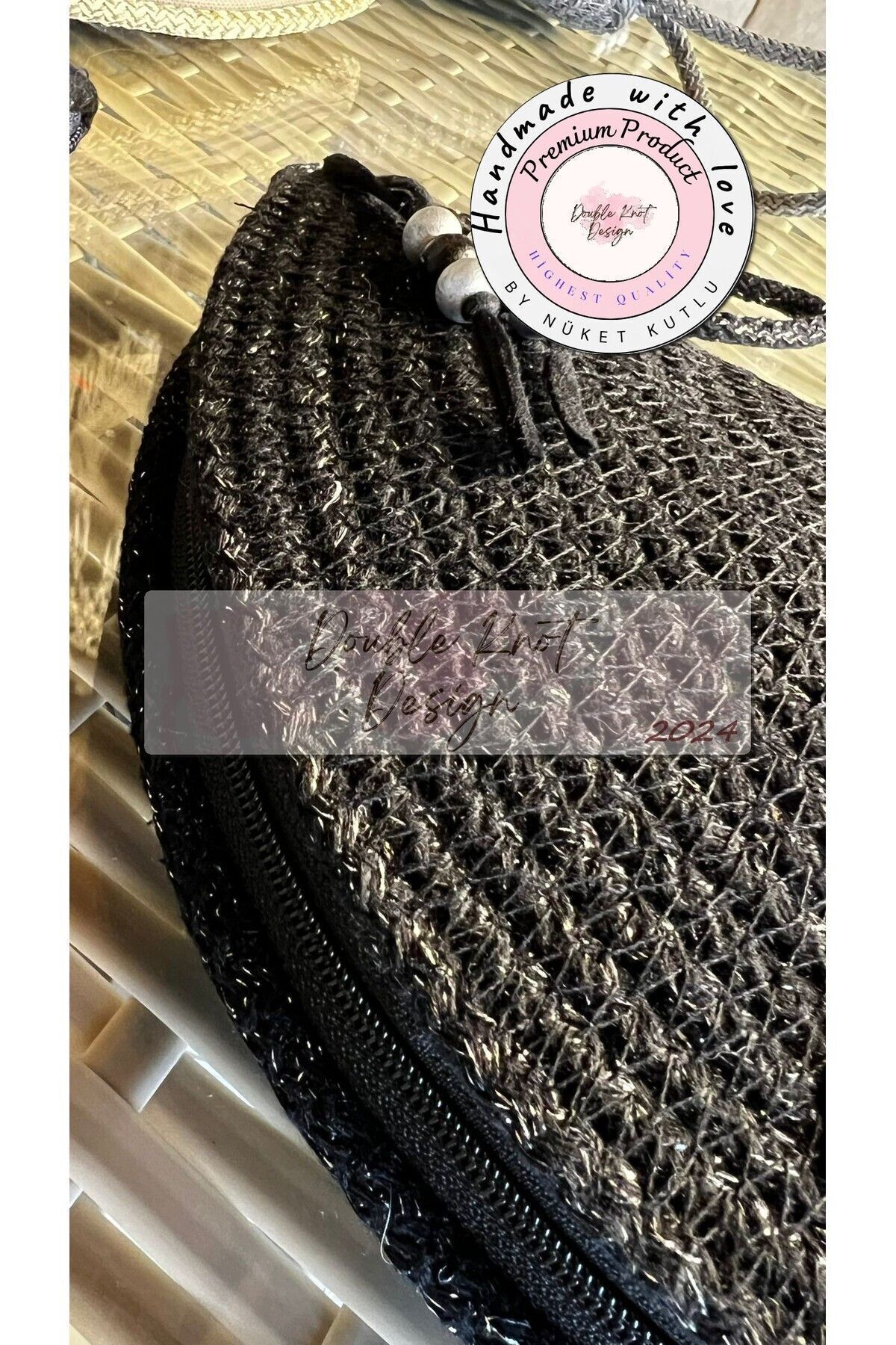 Simli Siyah D Clutch Portföy Çanta