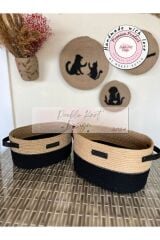 2li Jüt Oval Hasır Sepet Takımı
