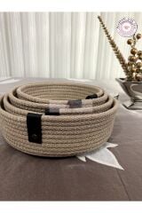 Krem Tress Çok Amaçlı Düzenleyici Sepet- Organizer 4lü Set / Hediyelik Anneler Günü Yılbaşı Yeniyıl krem   25 x 25
